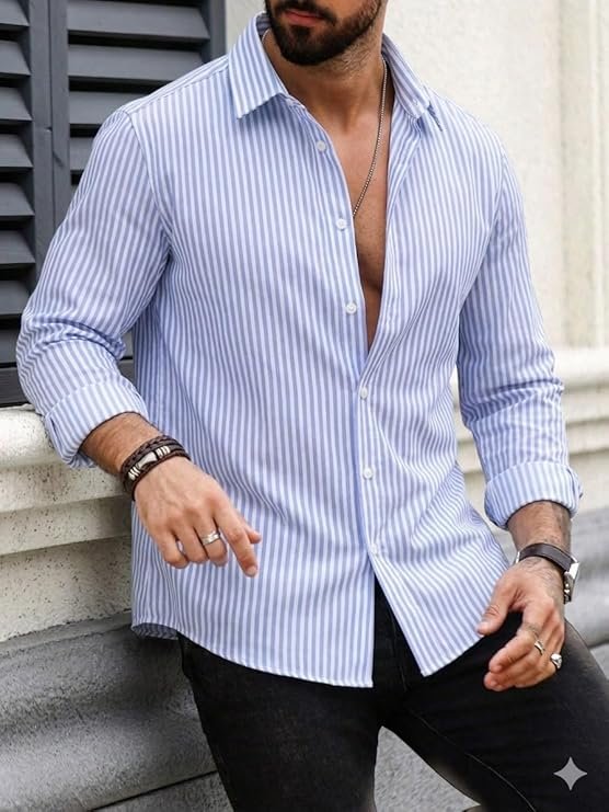 Striped Casual Regular Fit Shirt for Men| Men Full Sleeve Shirt - Image 4