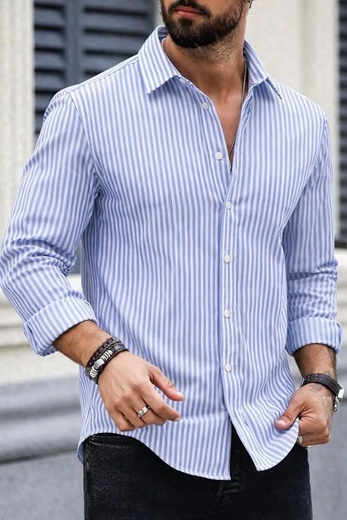 Striped Casual Regular Fit Shirt for Men| Men Full Sleeve Shirt - Image 5